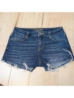 Arizona Jean Co Dark Wash Cutoff Denim Shorts Y2K Low Rise Summer Festival 3
